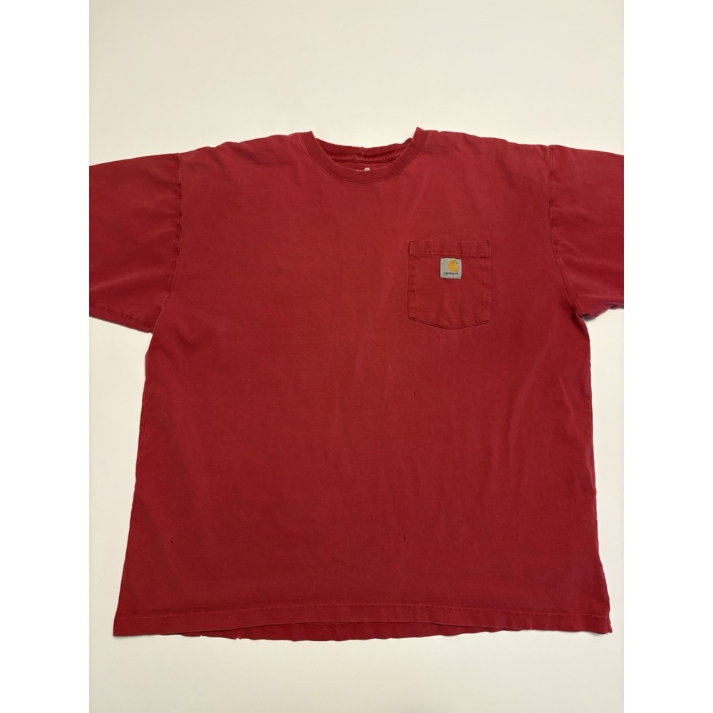 Vintage Carhartt Pocket T Shirt Men XL Red Distressed Workwear Heavyweight Tee
